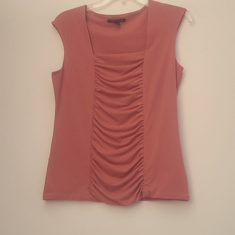 Women's Sleevess, Square Neck Blouse with Ruched Center Panel